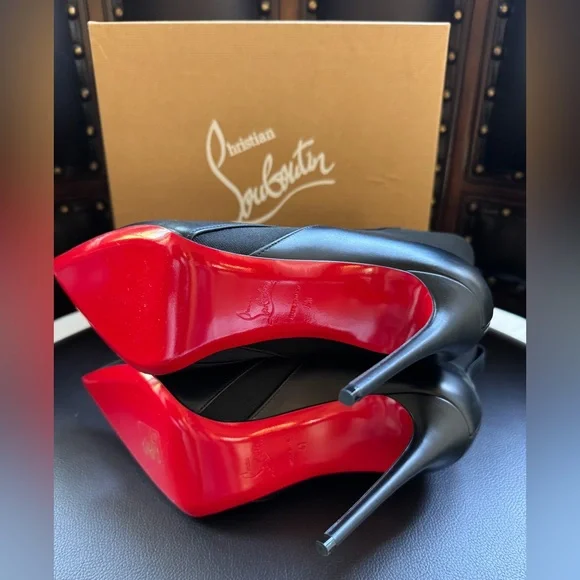 New Christian Louboutin Calfskin Chelsea Chick 100 Stiletto Boots Size 41 Black - Picture 9 of 9